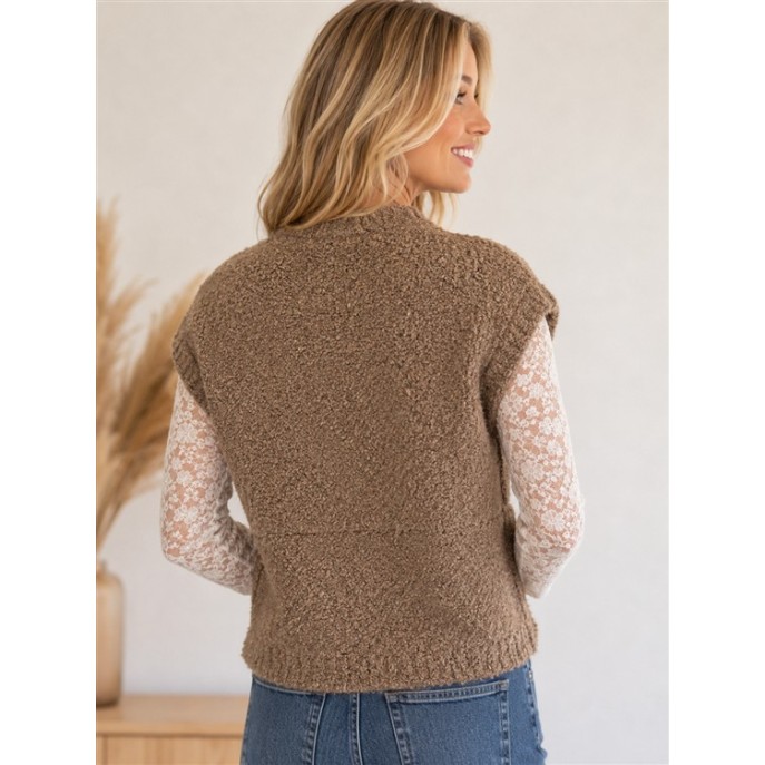 Red Button vest mouwloos boucle SRB5074 Mud Red Button vest mouwloos boucle SRB5074 Mud